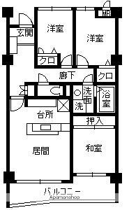 グランデール桜ヶ丘(3LDK/7階)の間取り写真
