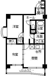 グランデール桜ヶ丘(2LDK/3階)の間取り写真
