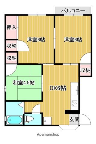 アビタヴェール(3DK/2階)の間取り写真