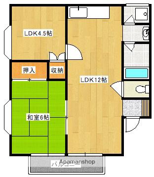 ユーベルハイツ(2LDK/2階)の間取り写真