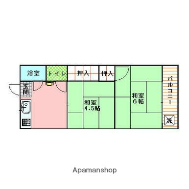 シャトー桜ヶ丘(2K/2階)の間取り写真
