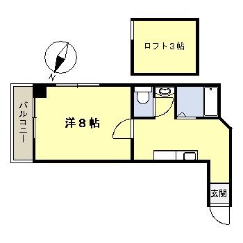 丸善高麗ハイツ(1K/4階)の間取り写真