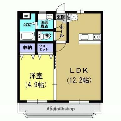 ル・ゾォ平川(1LDK/1階)の間取り写真
