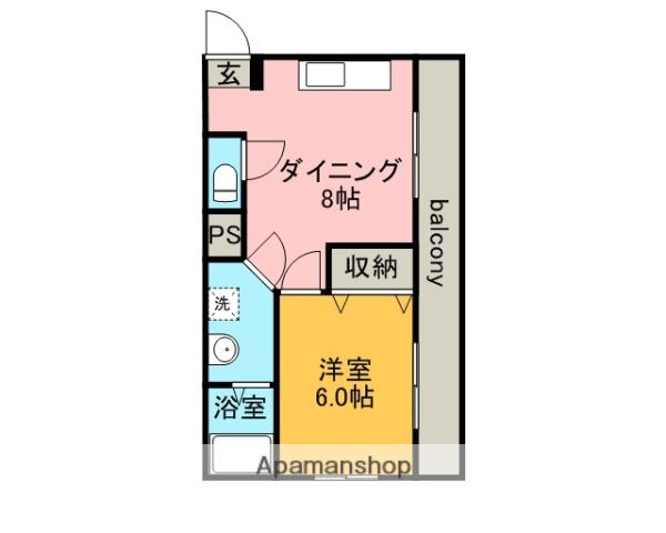 宇宿川平ビル(1DK/3階)の間取り写真