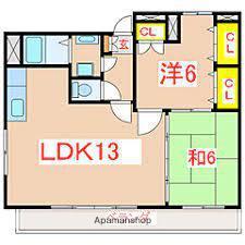 エントピア鴨池Ⅲ(2LDK/2階)の間取り写真