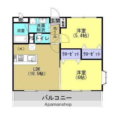 セトルⅢ(2LDK/3階)の間取り写真