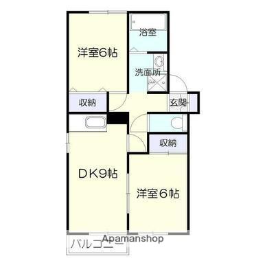 ボヌール田上(2LDK/2階)の間取り写真