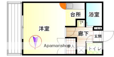 ジャルダン・フリューリー・ドーソンⅡ(1K/2階)の間取り写真