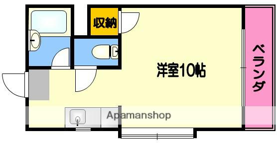 ジュライハイツ紫原(ワンルーム/3階)の間取り写真