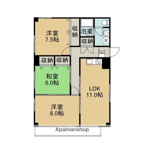 M5ビル(3LDK/3階)の間取り写真