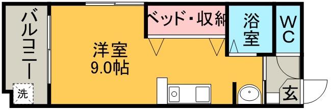 第2津曲コーポ(ワンルーム/3階)の間取り写真