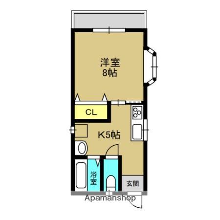 サンハイツ玉里Ⅲ(1DK/2階)の間取り写真