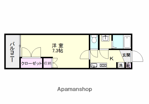グランヴェルデ下荒田(1K/1階)の間取り写真