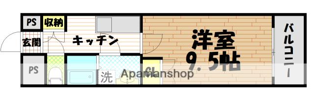 エスペランス中郡(1K/4階)の間取り写真