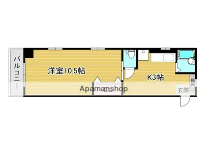 福迫ハイツ(1K/3階)の間取り写真