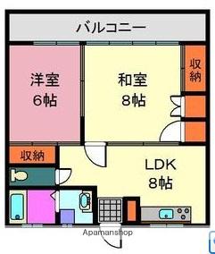 瀬戸口ハイムA棟(3DK/2階)の間取り写真