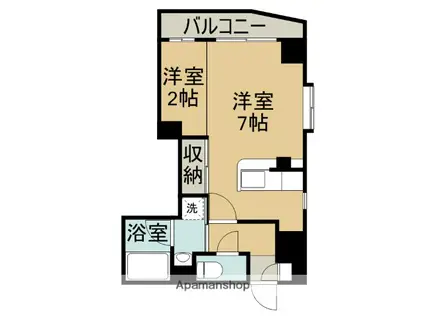JEUNESSE・PIA八幡(1K/2階)の間取り写真