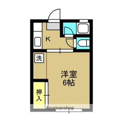 アパートメント草牟田(1K/2階)の間取り写真