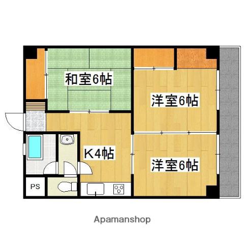 若原ハイツ(3K/4階)の間取り写真
