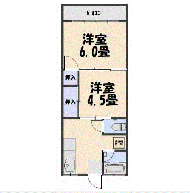 グリーン桜ヶ丘(2K/2階)の間取り写真
