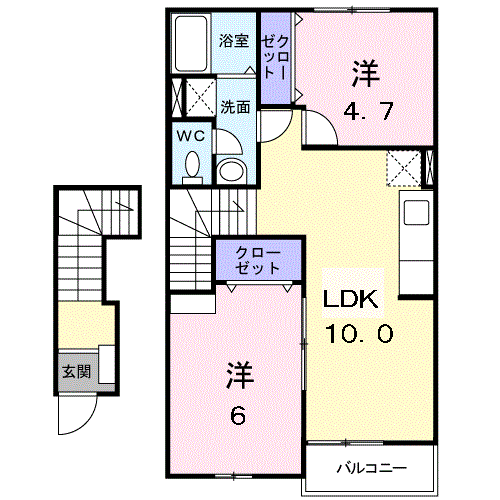 グレートガーデン・藤崎Ⅲ(2LDK/2階)の間取り写真