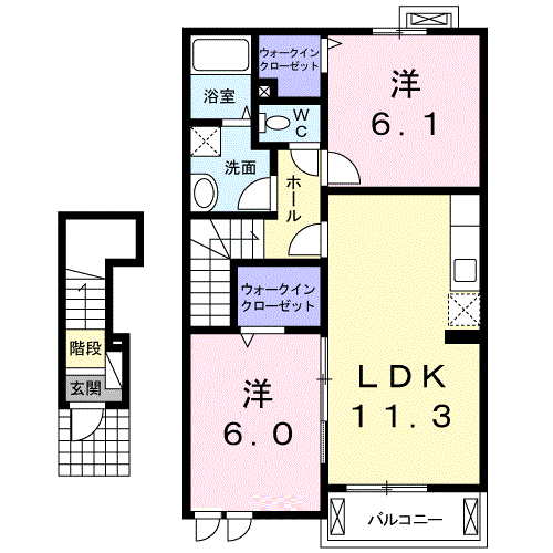 グリーンスプラウトC(2LDK/2階)の間取り写真