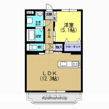 ユーミー八田(1LDK/3階)の間取り写真