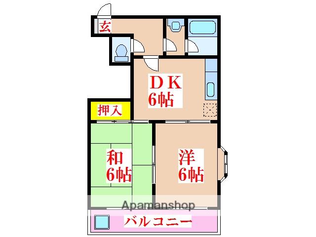 エクステンド清水町(2DK/2階)の間取り写真