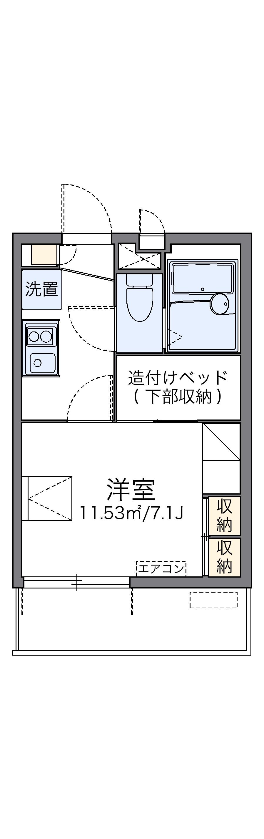 レオパレスやもと(1K/2階)の間取り写真