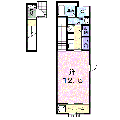 イーストAVENUE(ワンルーム/2階)の間取り写真