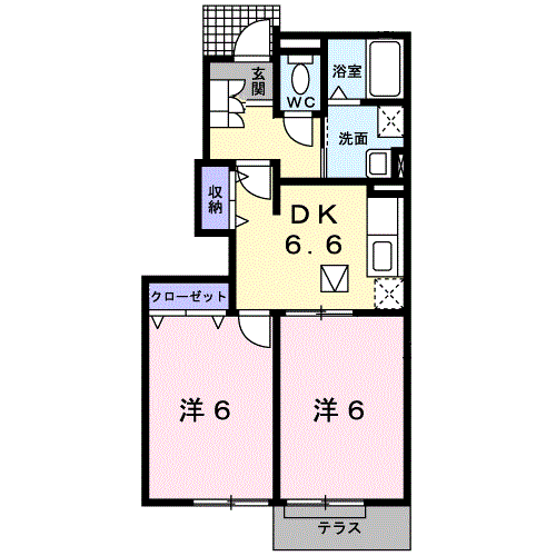 ファースト・ブランチⅠ(2DK/1階)の間取り写真