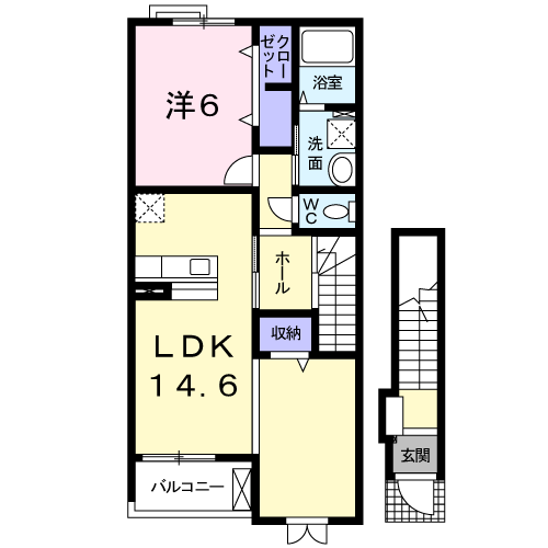 グレースTOKI(1LDK/2階)の間取り写真