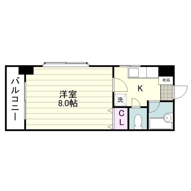 トレーン・ベル郡元(1K/1階)の間取り写真