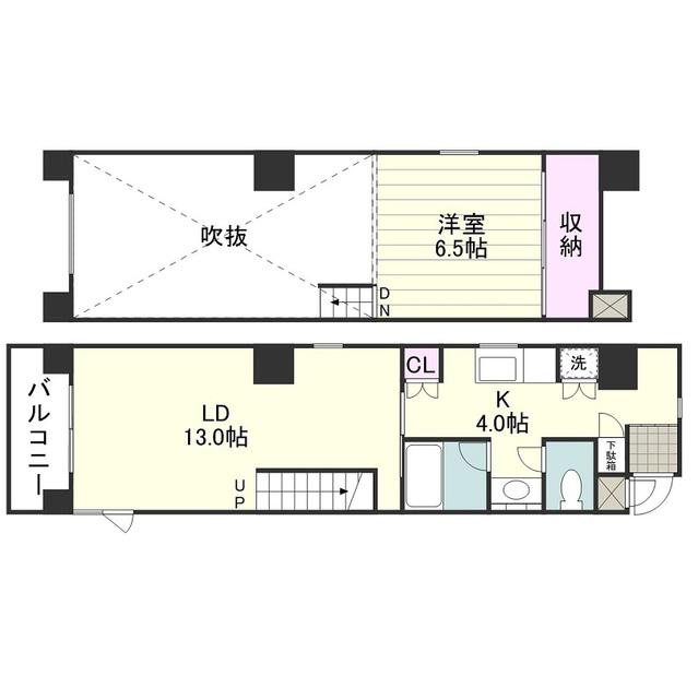 DUPLEX(1LDK/4階)の間取り写真