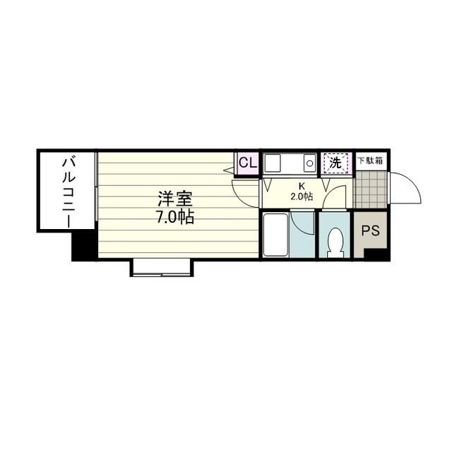 トーカンキャステール鹿児島駅前(1K/10階)の間取り写真