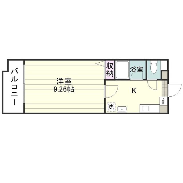 アーバン上荒田(1K/2階)の間取り写真