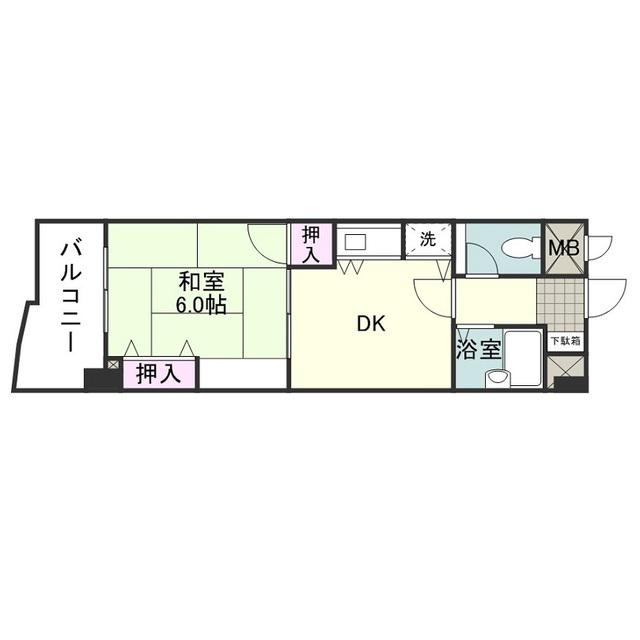 トーカンマンション平之町(1DK/9階)の間取り写真