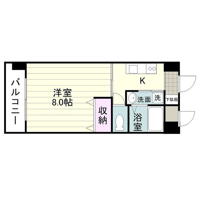 ボヌール紫原(1K/3階)の間取り写真