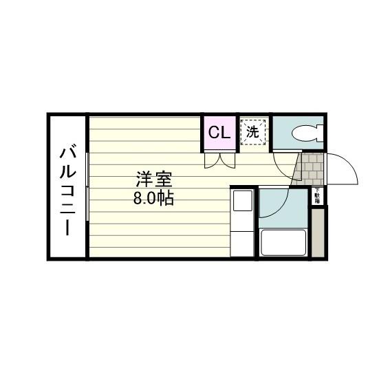 上之園フラッツ(ワンルーム/2階)の間取り写真