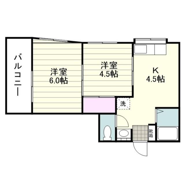 加藤ハイツ(2K/2階)の間取り写真
