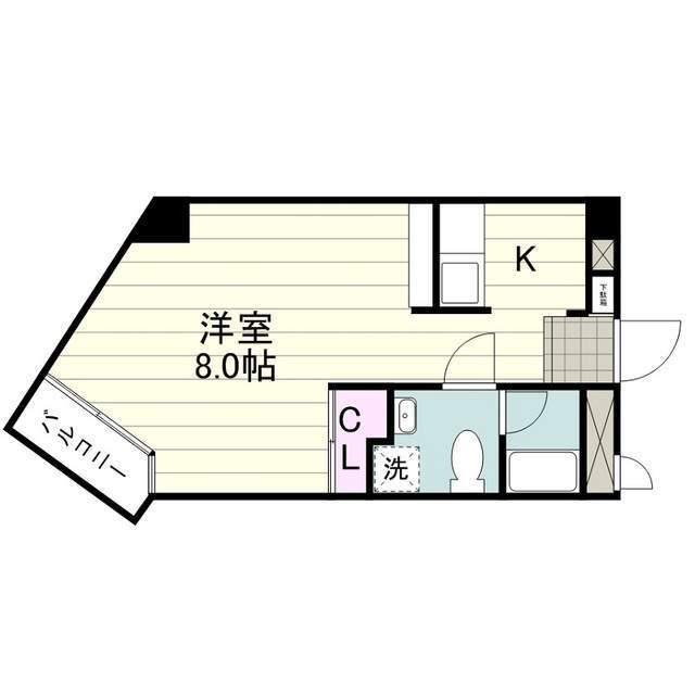 グリーンモール(ワンルーム/4階)の間取り写真