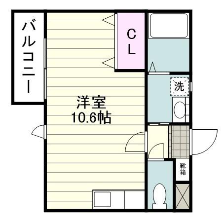 リバーサイドMK3(ワンルーム/1階)の間取り写真