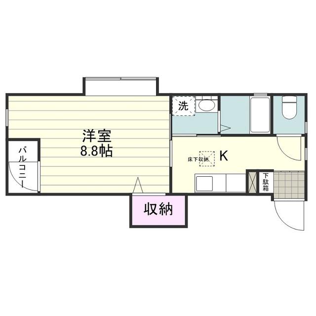 ロン・ボヌール(1K/2階)の間取り写真