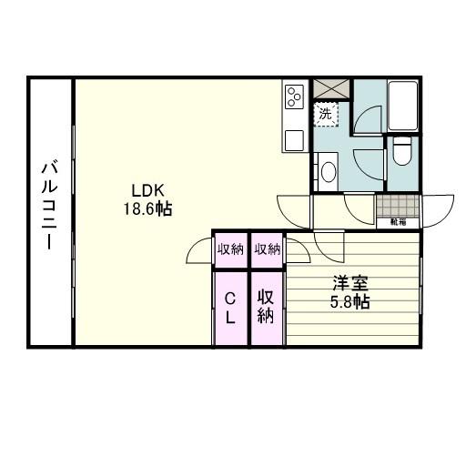 アムールパル(1LDK/3階)の間取り写真