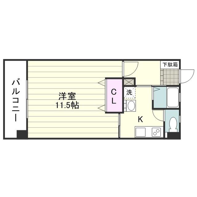 レジデンス平田Ⅳ(1K/2階)の間取り写真