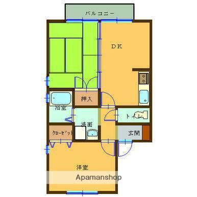 セジュールレスペテーザ(2DK/2階)の間取り写真