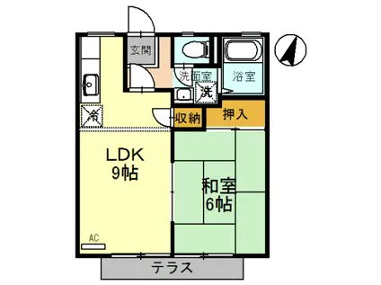 大橋ハイツ(1LDK/1階)の間取り写真