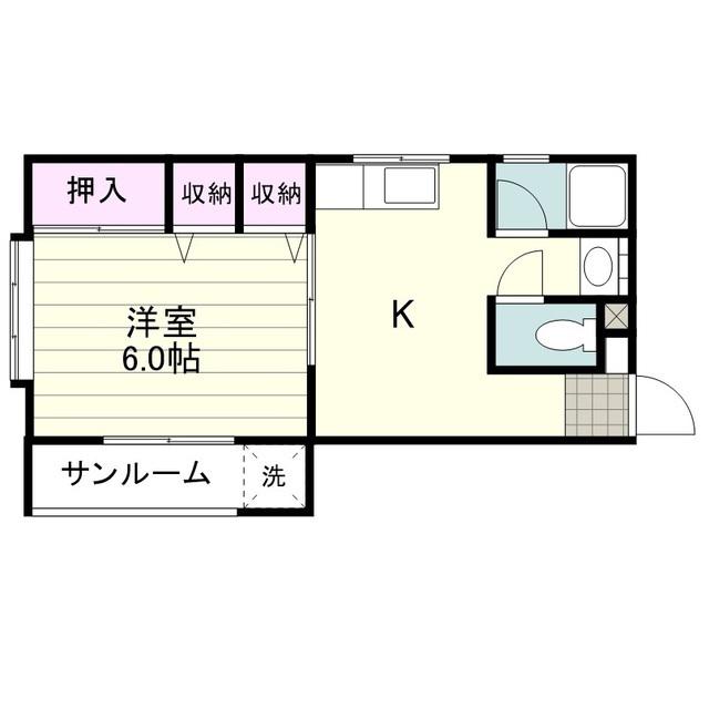 サンハイツこば(1DK/2階)の間取り写真
