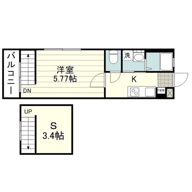 ラピロス鴨池(1K/1階)の間取り写真