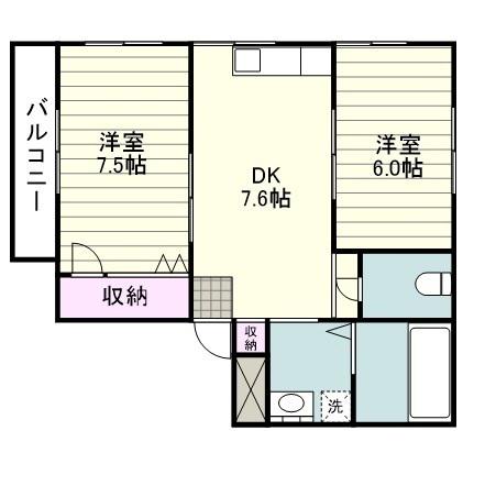 エコノミーホーム(2DK/2階)の間取り写真